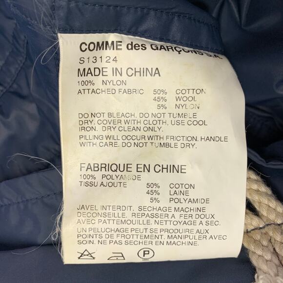 COMME des GARCONS SHIRT Size S Navy Multi Color Hooded Color Block Toggle Coat - Picture 7 of 7